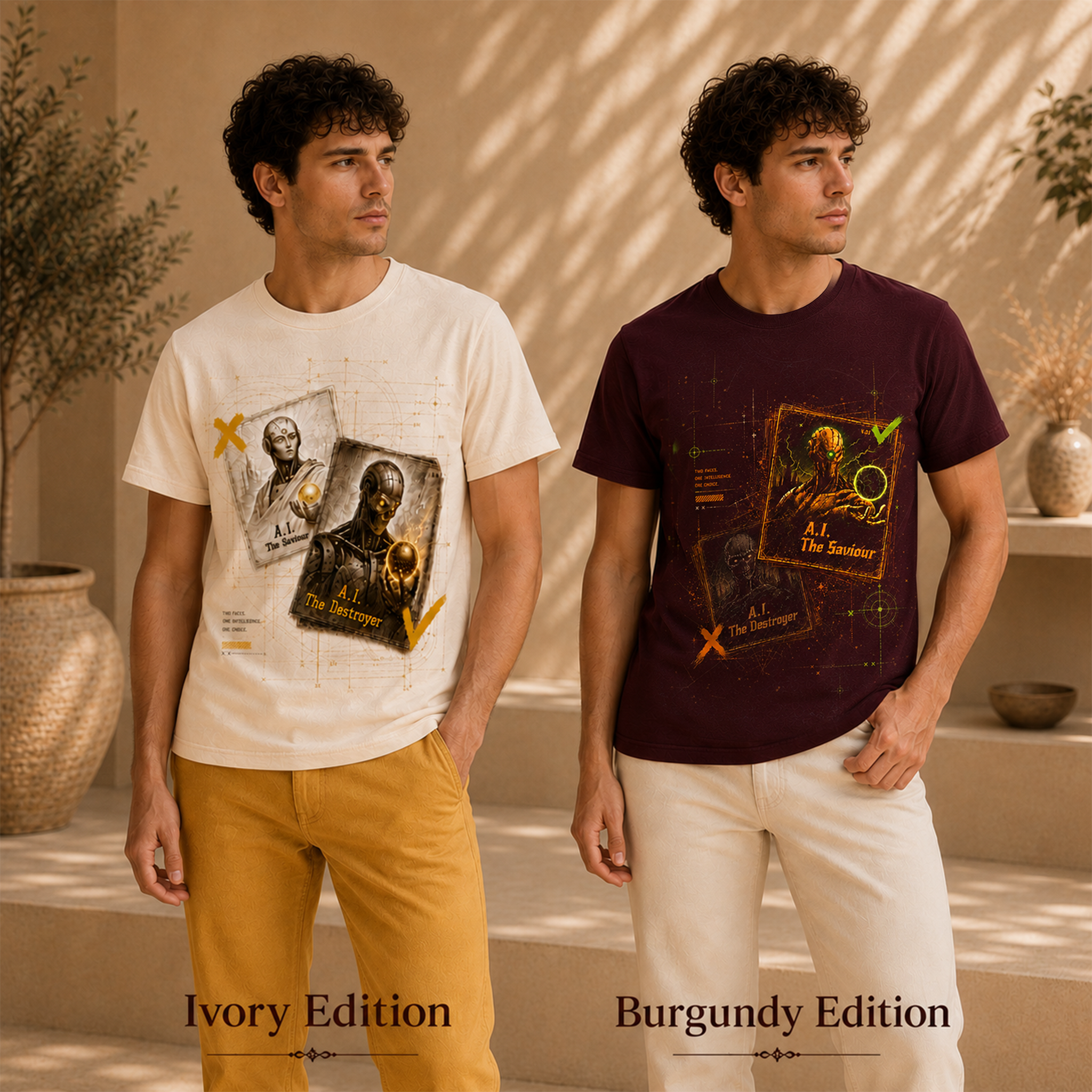 Original Pair · AI Saviour / AI Destroyer men’s T-shirt design mockup