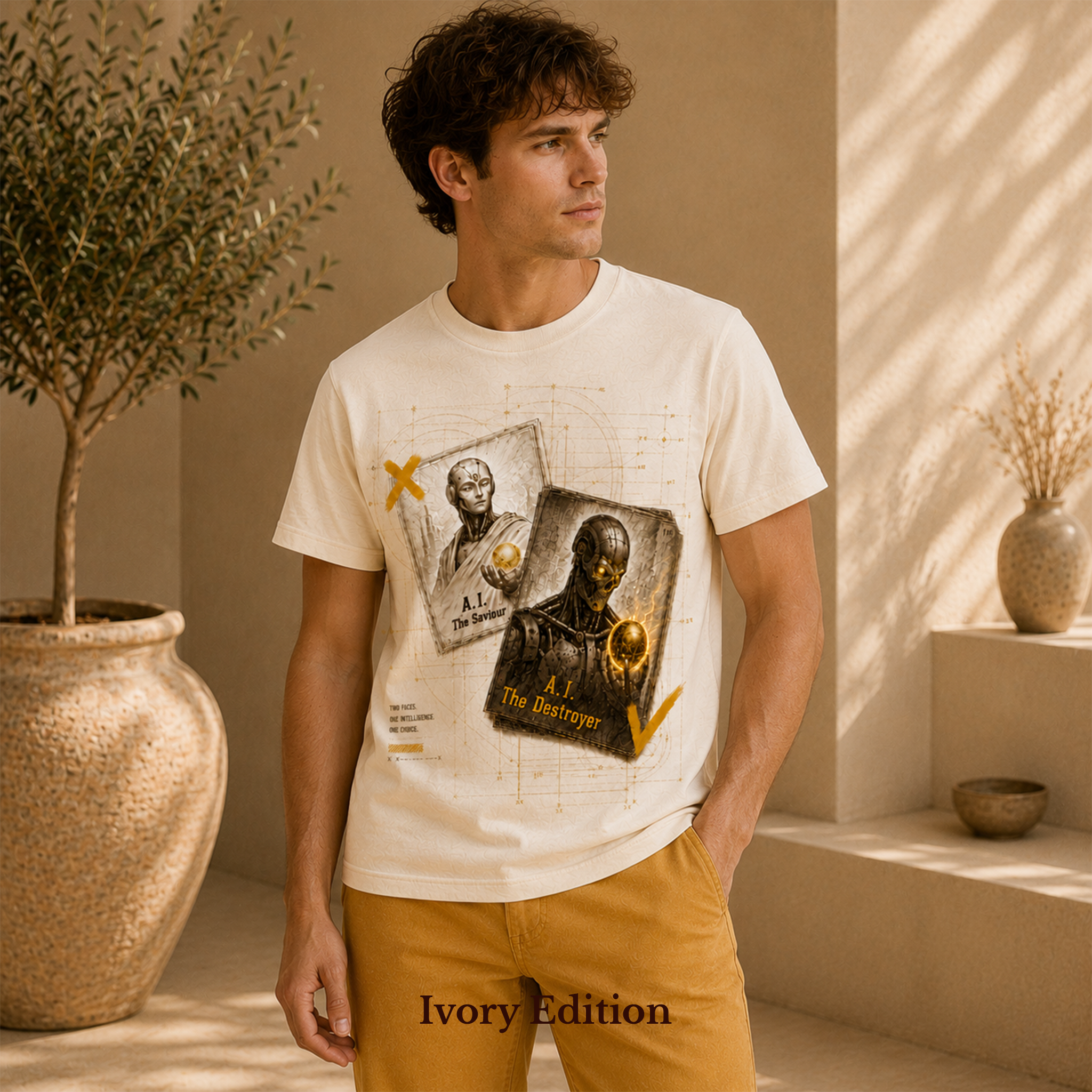 AI Destroyer · AI Saviour / AI Destroyer men’s T-shirt design mockup