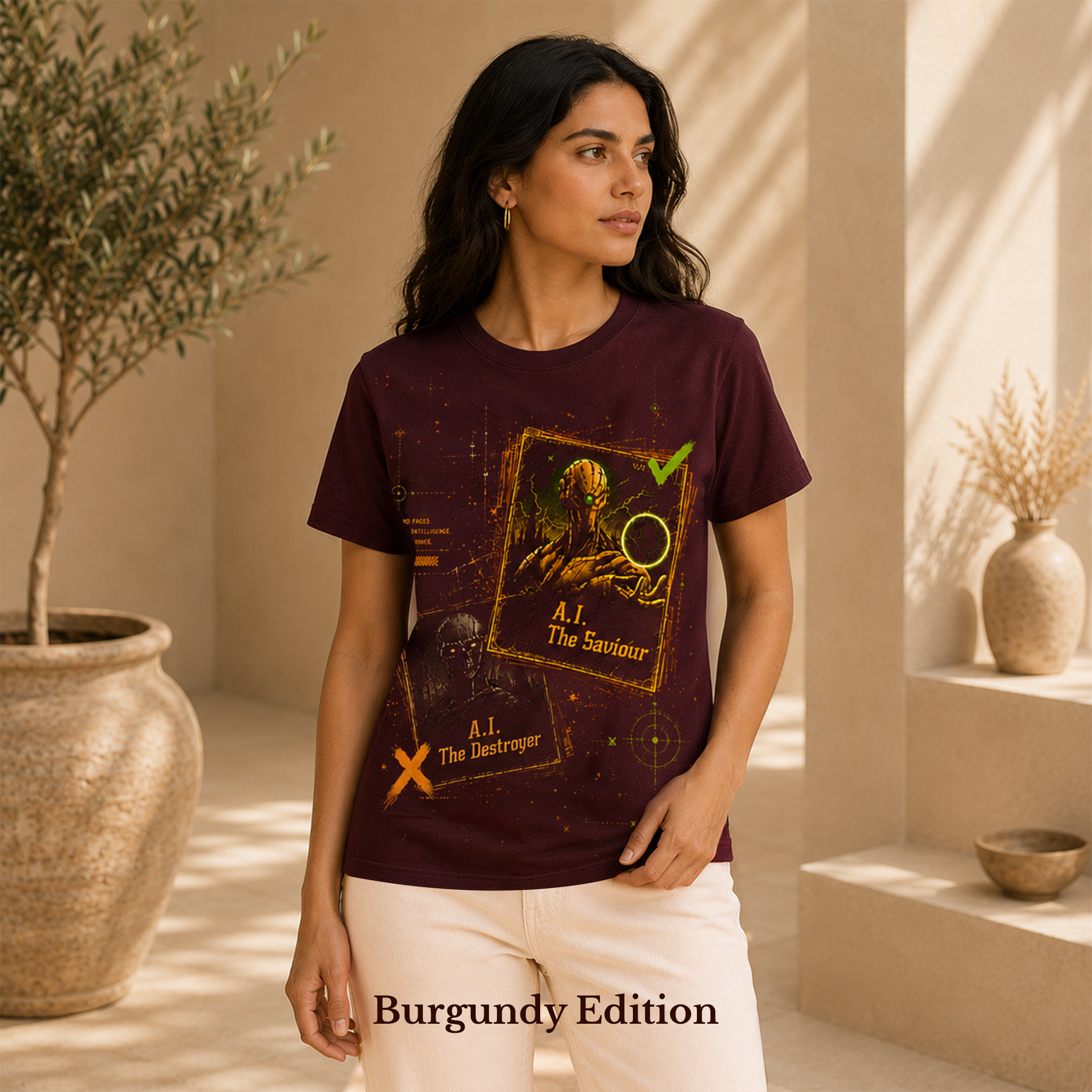 AI Saviour · AI Saviour / AI Destroyer women’s T-shirt design mockup