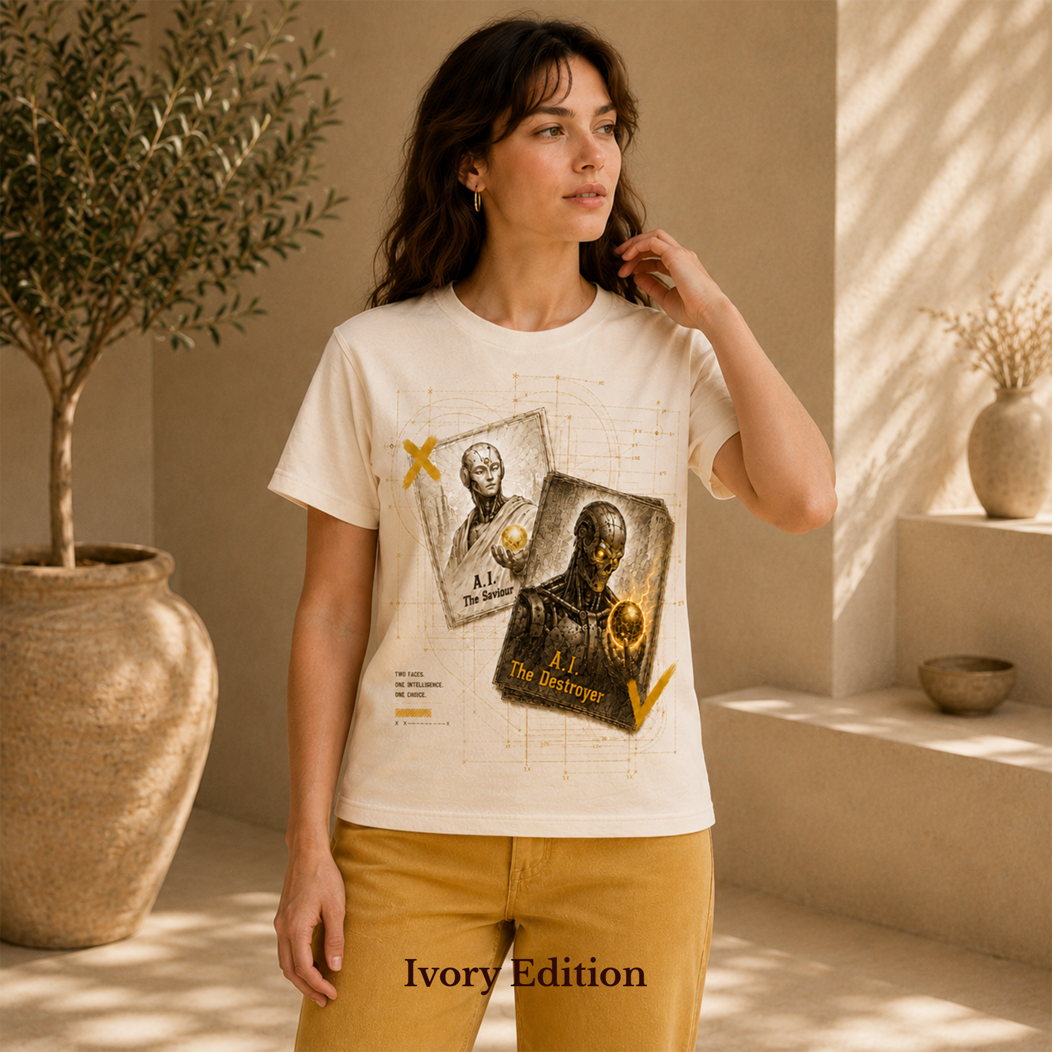 AI Destroyer · AI Saviour / AI Destroyer women’s T-shirt design mockup