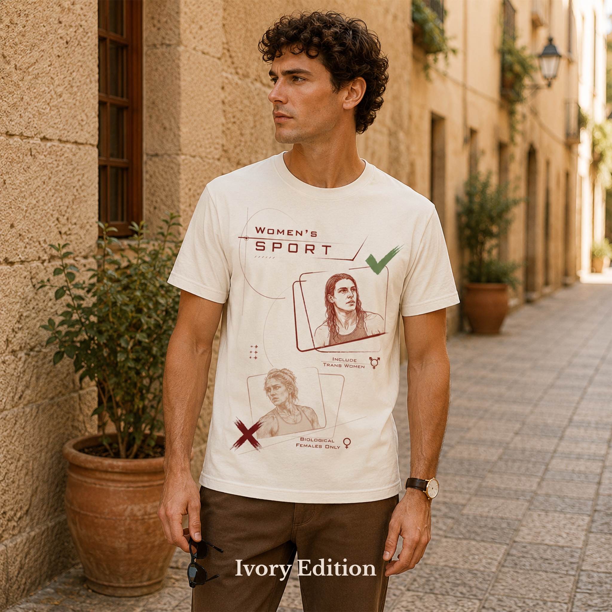 Women’s Sport — Ivory · Women’s Sport men’s T-shirt design mockup