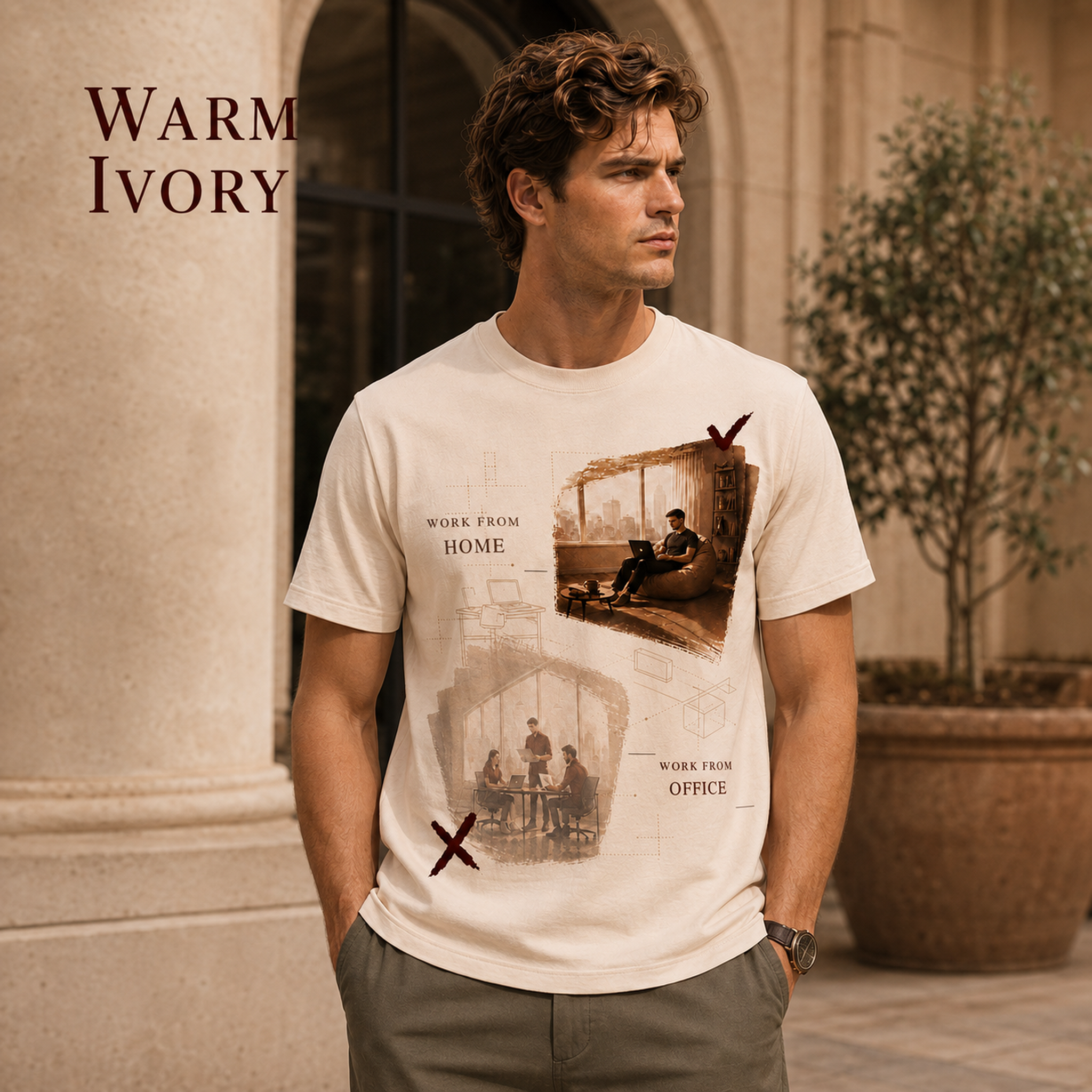 Work From Home · Work From Home / Work From Office men’s T-shirt design mockup