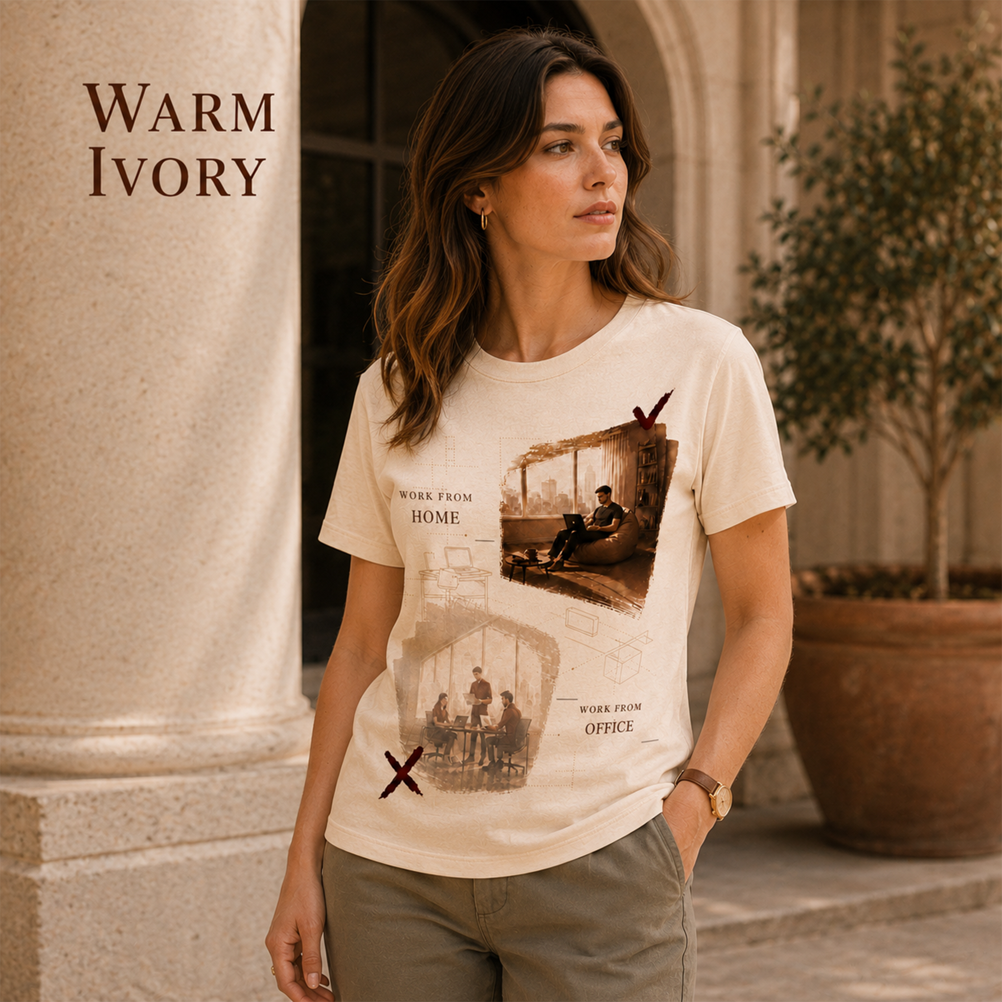 Work From Home · Work From Home / Work From Office women’s T-shirt design mockup
